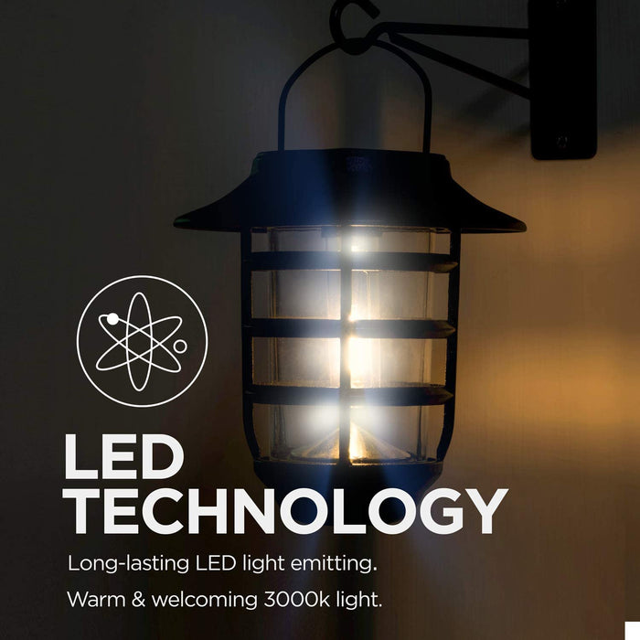 Solar Wall Lanterns: Warm LED Lights 2-Pack