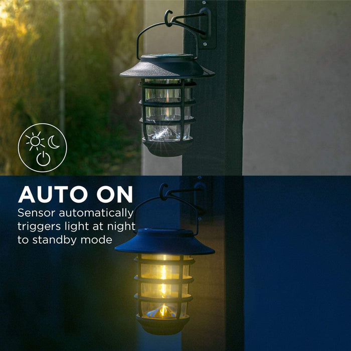 Solar Wall Lanterns: Warm LED Lights 2-Pack