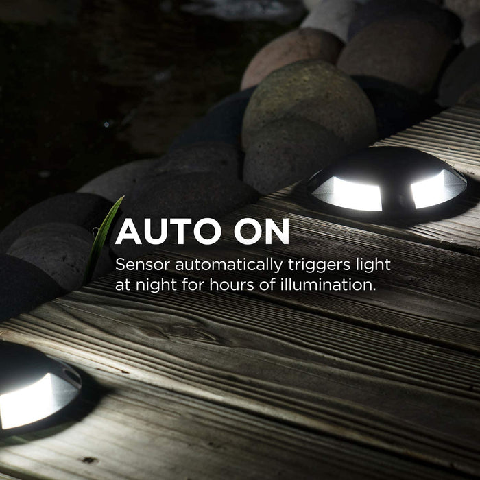Solar Deck Lights: White LED 4-Pack, Black