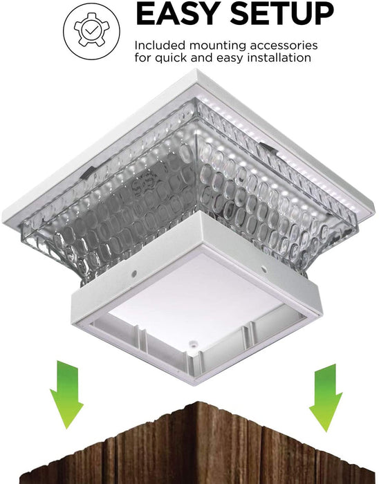 Outdoor Solar Post Cap Lights White, 2-Pack