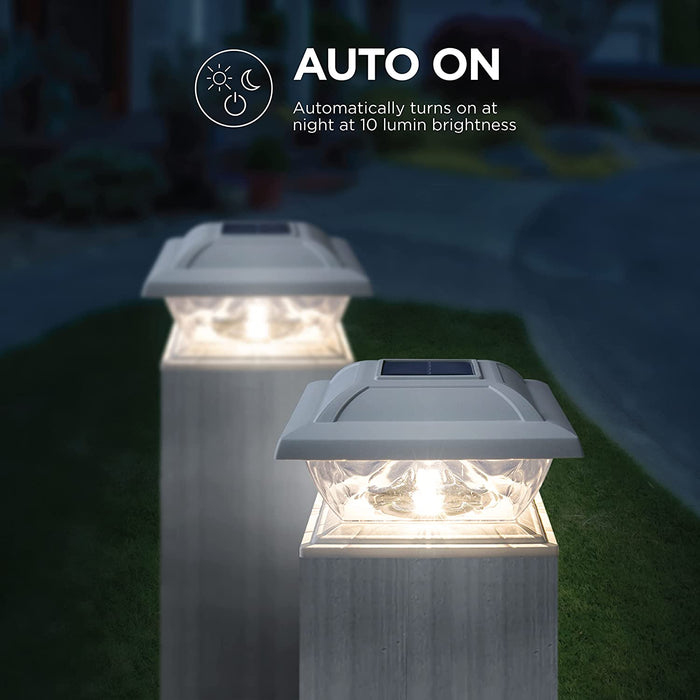 Home Zone Security Outdoor Solar Post Cap Lights, 2-Pack