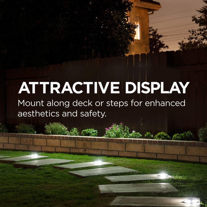 Solar Deck Lights: White LED 4-Pack, Silver