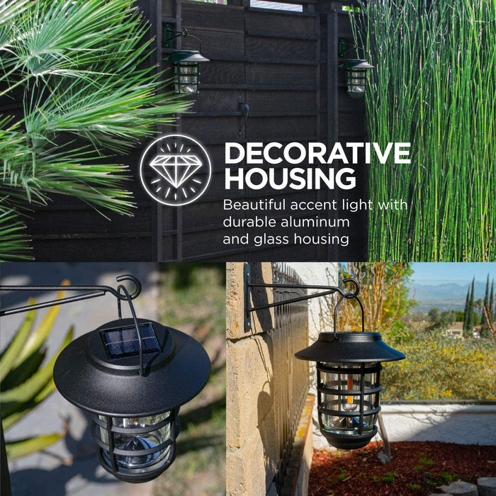 Solar Wall Lanterns: Warm LED Lights 2-Pack