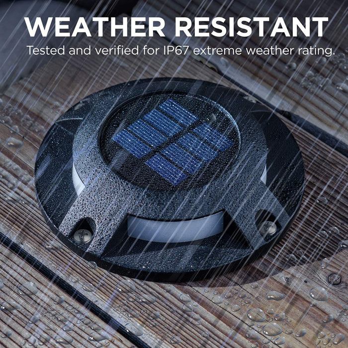 Solar Deck Lights: White LED 4-Pack, Black