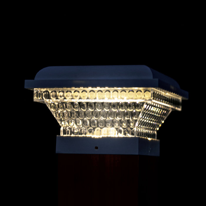 Outdoor Solar Post Cap Lights Black, 2-Pack