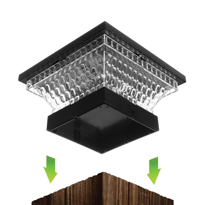 Outdoor Solar Post Cap Lights Black, 2-Pack