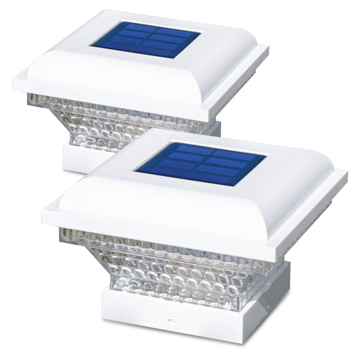 Outdoor Solar Post Cap Lights White, 2-Pack