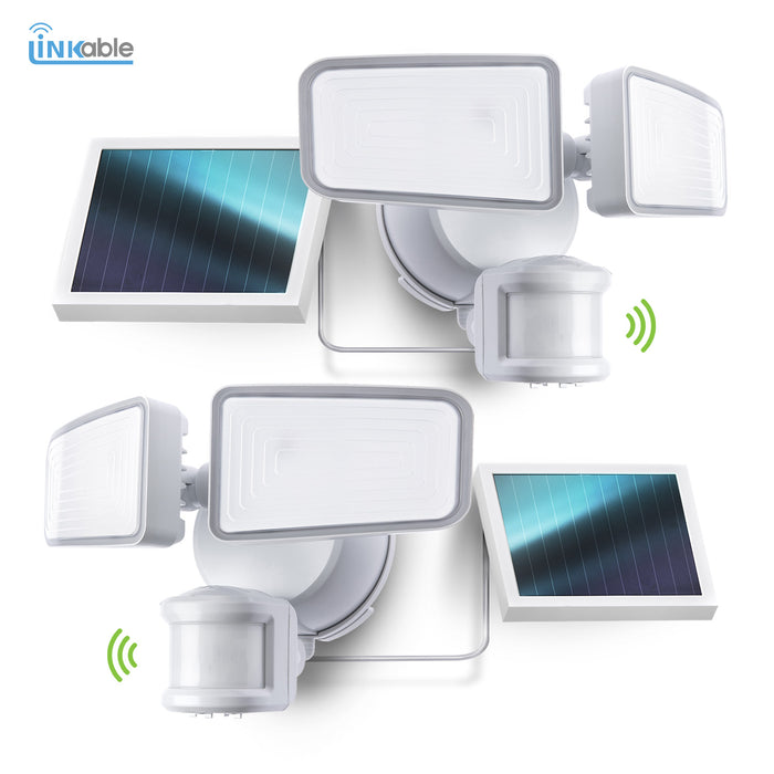 Mesh Linkable Series Twin Head SMD LED Outdoor Solar Flood Light, 1500 Lumens, 5000K Bright