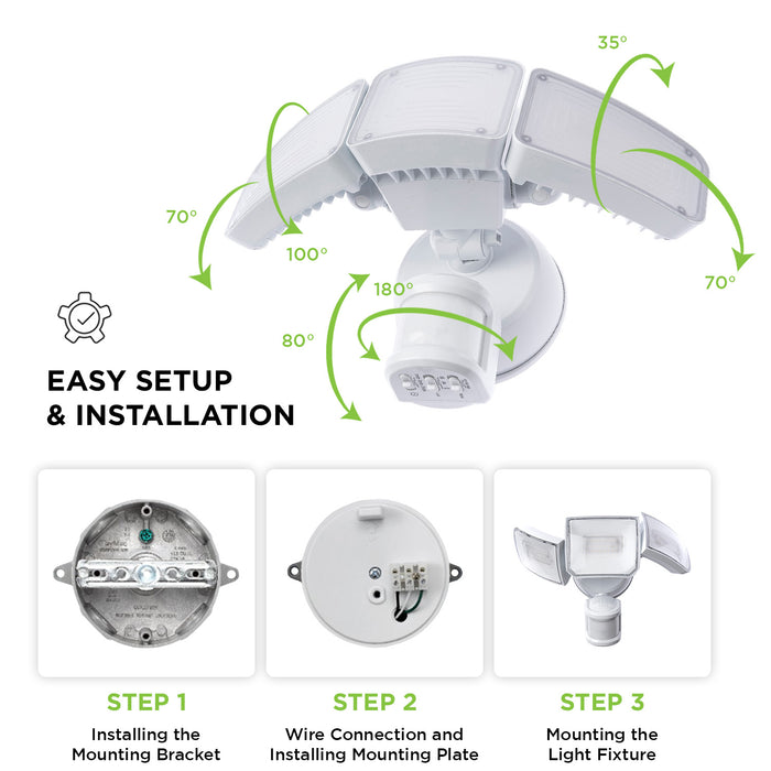 Mesh Linkable Series Triple Head SMD LED Outdoor Flood Light, 5000 Lumens, 5000K Bright White