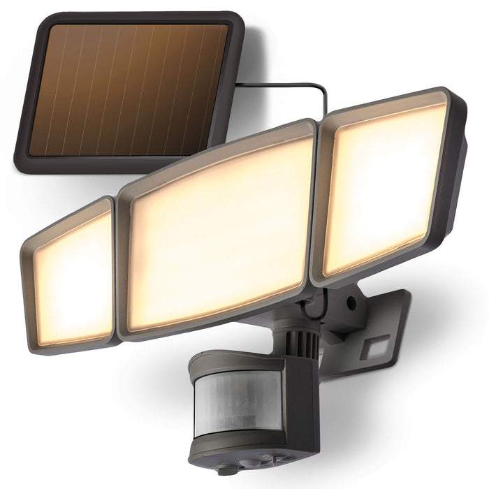 Triple Head Solar Security Lights, Black