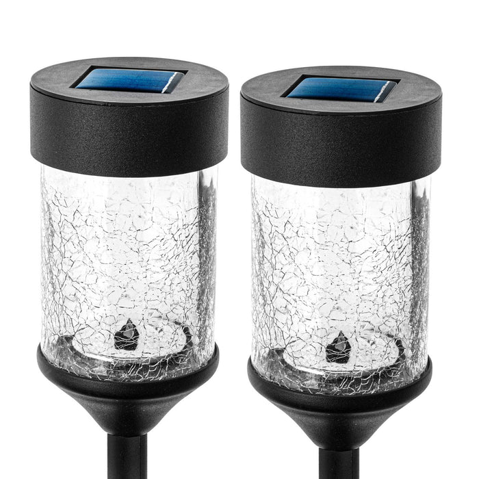 Solar Crackle Glass Lights: Rotating LED 2-Pack