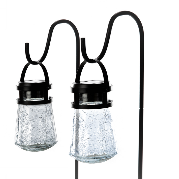 Solar Crackle Glass Lights: Warm LED 2-Pack