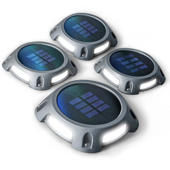 Solar Deck Lights: White LED 4-Pack, Black