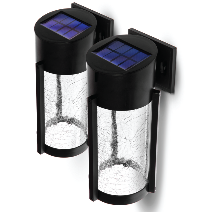 Solar Glass Patio Lights: Warm LED Lights 2-Pack