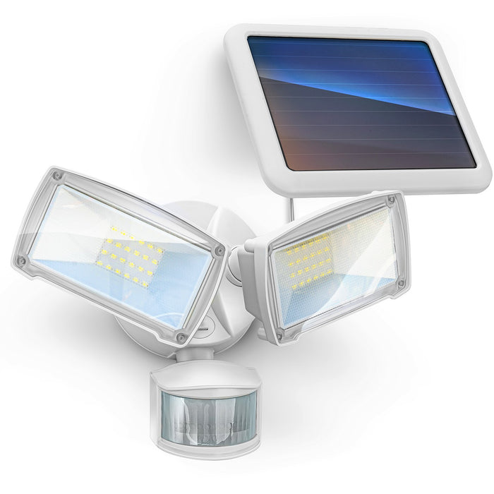 Solar Motion Sensor Light: Twin Head 6000K Light