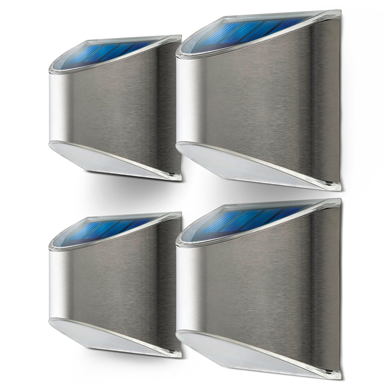 Solar Wall Lights: White LED Light 4-Pack
