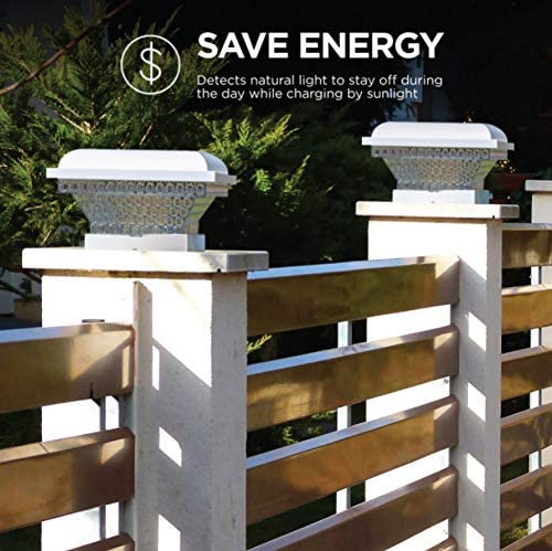 Outdoor Solar Post Cap Lights White, 2-Pack