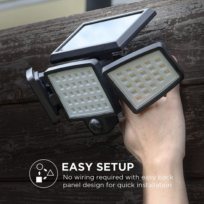 Solar Triple Head Flood Lights, 2-Pack — Home Zone Security