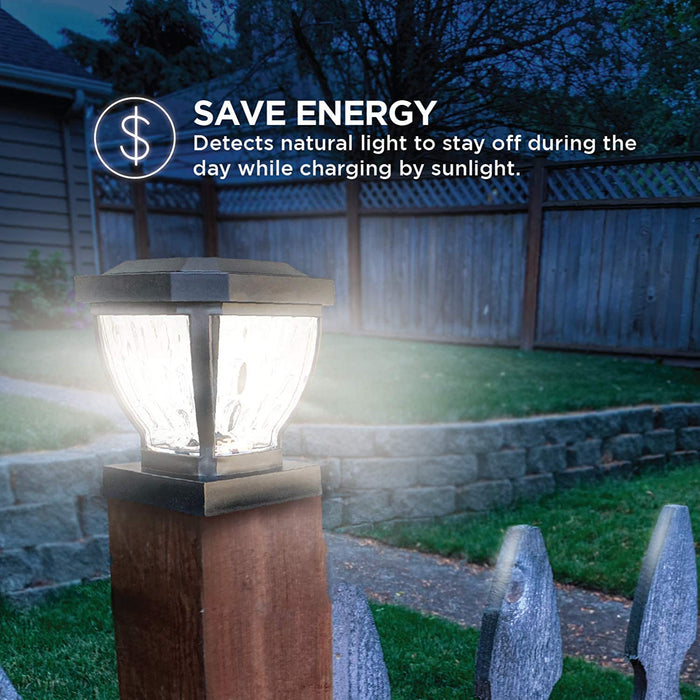 Solar Post Cap Light: Warm LED 2-Pack