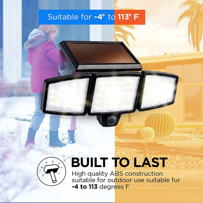 Solar Triple Head Flood Lights, 2-Pack