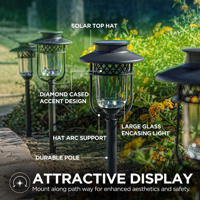 Solar Pathway Light: White LED 4-Pack