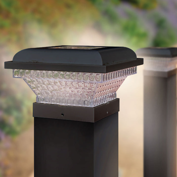 Outdoor Solar Post Cap Lights Black, 2-Pack