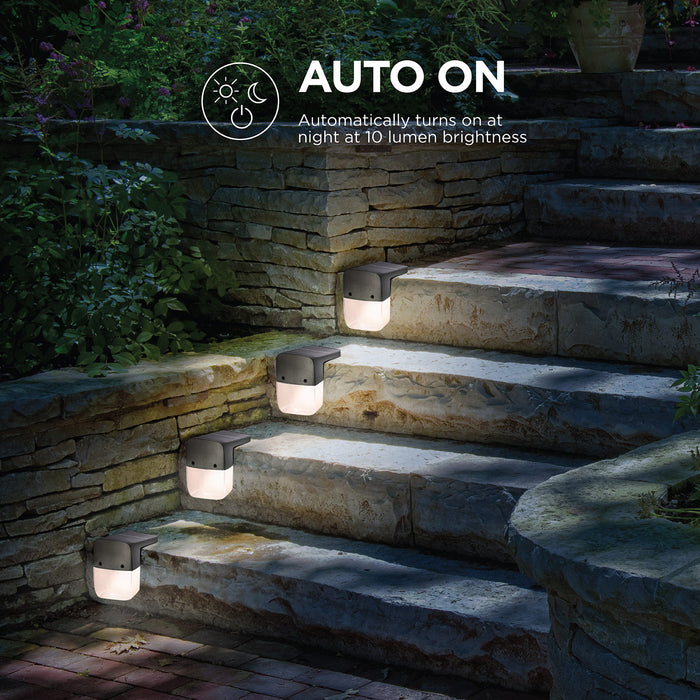 Solar Step Lights Warm White and Rotating Colors 6 Pack Home Zone Security
