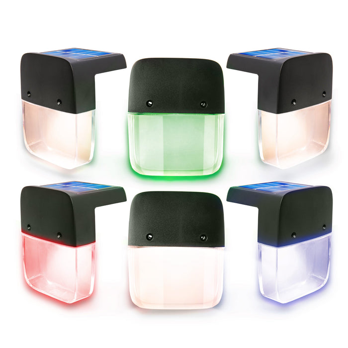 Solar Step Lights Warm White and Rotating Colors - 6 Pack