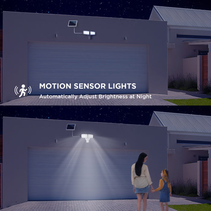 Mesh Linkable Series Twin Head SMD LED Outdoor Solar Flood Light, 1500 Lumens, 5000K Bright