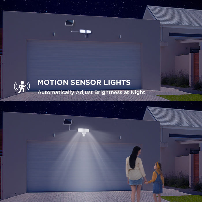 Linkable Twin Head SMD LED Outdoor Solar Flood Light, 1500 Lumens, 5000K Bright