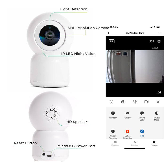 3MP High Resolution Pan Tilt and Zoom Indoor Camera